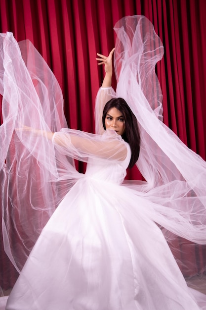 Beautiful woman wearing a white wedding dress