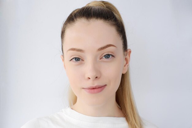 beautiful woman on a white background