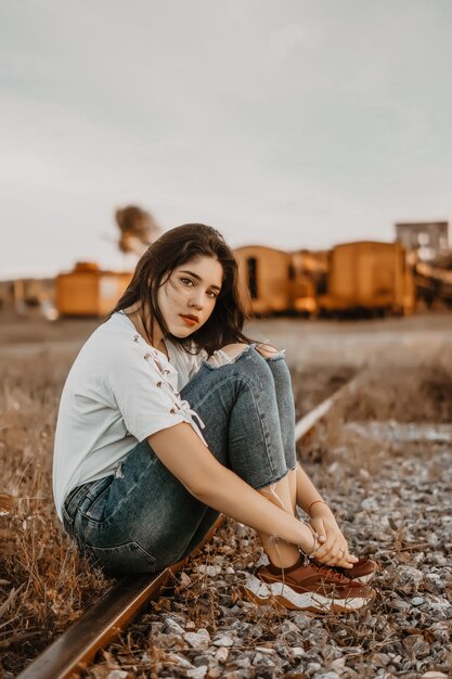 beautiful woman on a winter day model image with copyspace