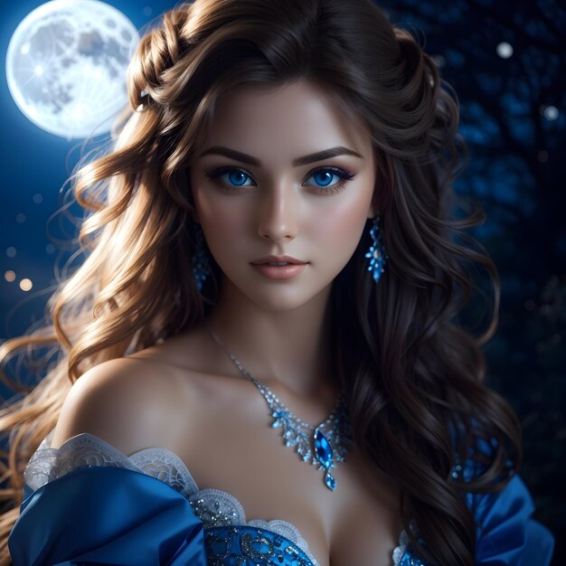 Beautiful woman with blue eyes