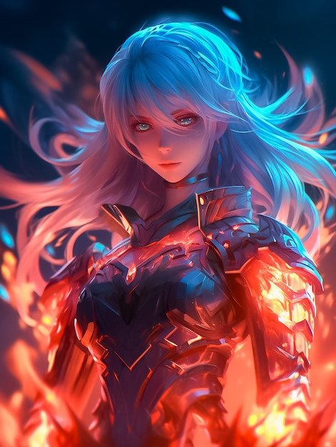 Premium AI Image  Anime character with fire eyes and fire