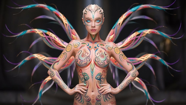 Beautiful woman with bodyart