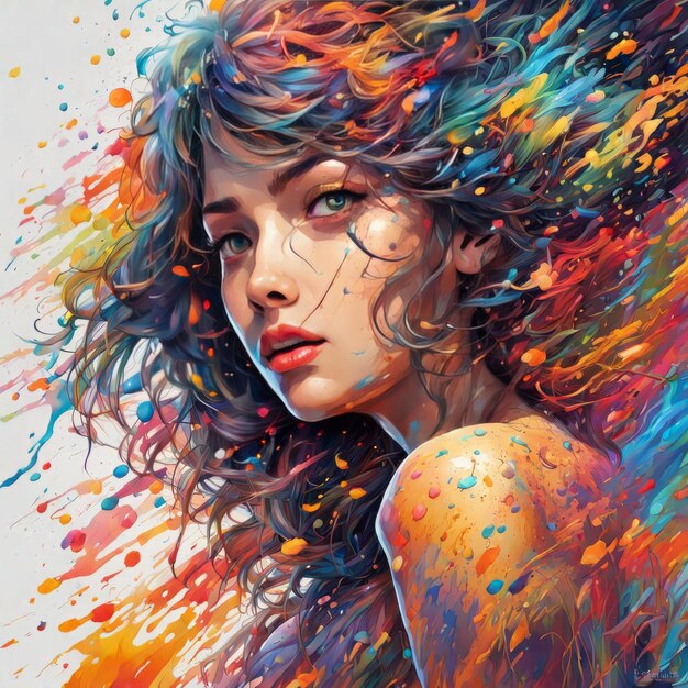 beautiful woman with colorful painting beautiful woman with colorful painting beautiful girl wi