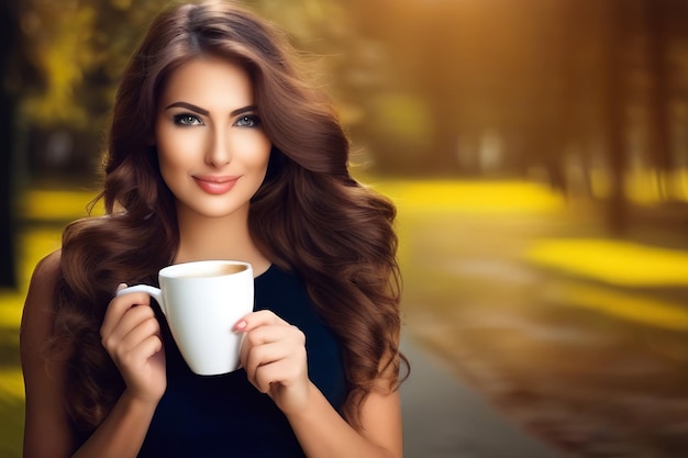 Beautiful Woman with cup of Coffee