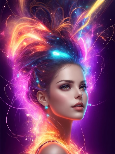 Beautiful woman with eletrical vibes