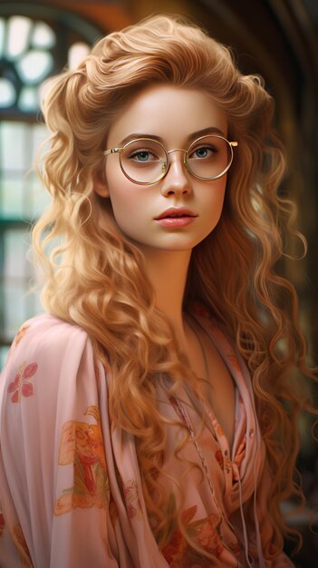 Beautiful woman with glasses Generative AI