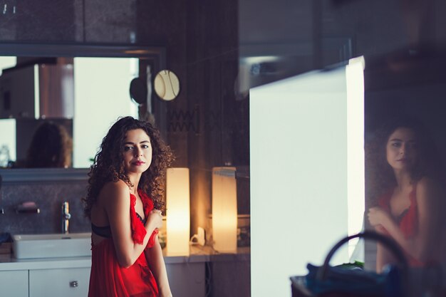  beautiful woman with long curly