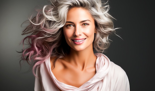 Beautiful woman with long and shiny wavy hair