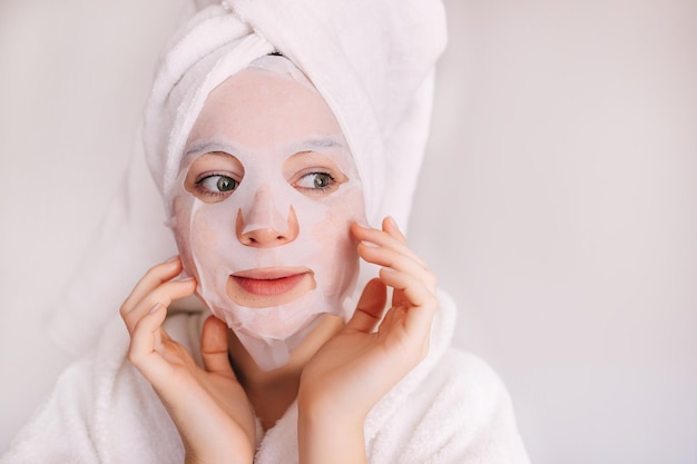 Beautiful woman with mask on her face