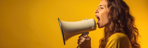 Photo beautiful woman with megaphone