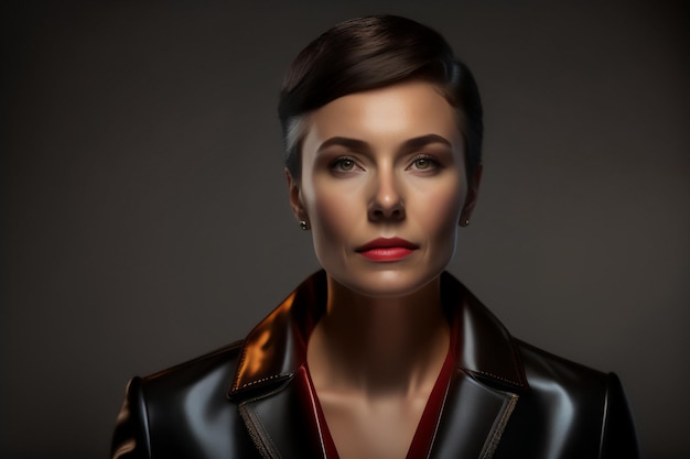 A beautiful woman with short hair early 40s facing the camera Generative AI_1