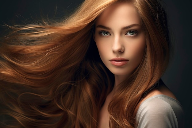 Beautiful woman with silky healthy beautiful long hair