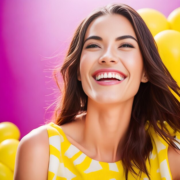 Beautiful woman with smiling on solid background