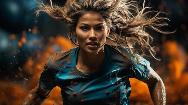 beautiful woman with soccer ball