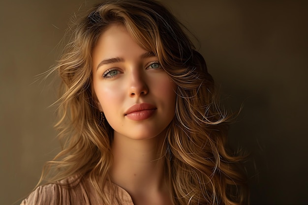 Beautiful Woman with Wavy Hair Captured in the Morning Light