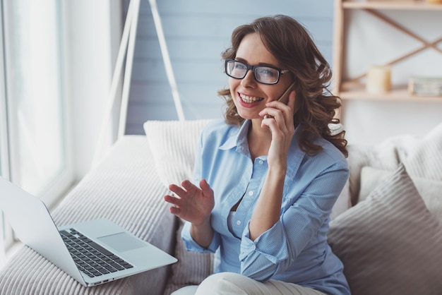 Beautiful woman working