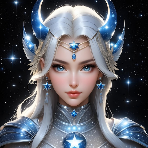 beautiful woman zodiac sign Virgo on starry background