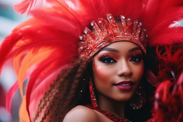 beautiful women in a carnival costume