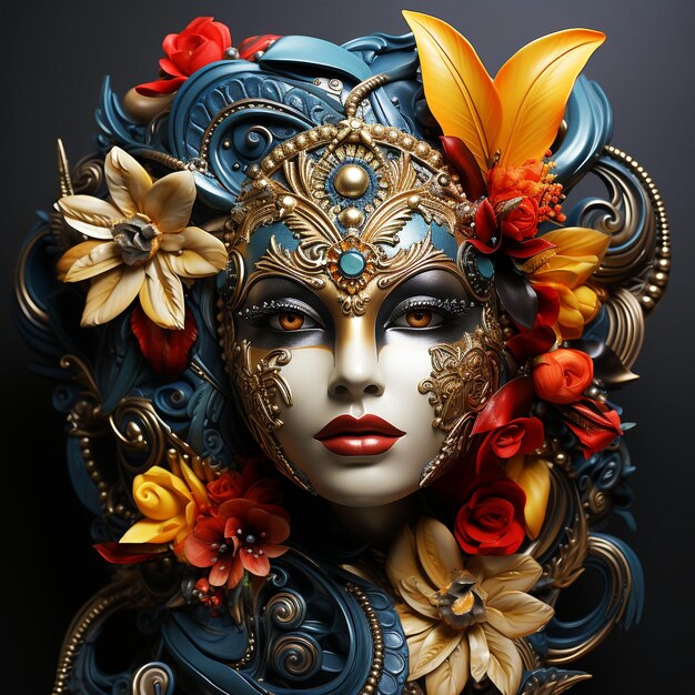 beautiful women in carnival festival with carnival musk Mardi gras or Confetti generative ai