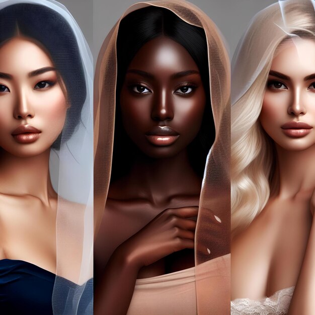 Photo beautiful women demonstrating their ethnic diversity