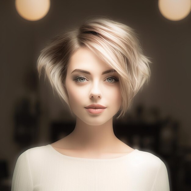 Beautiful women fashion model with different styles of hair cut photo shoot