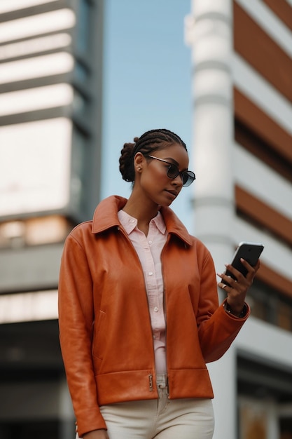 beautiful women standing in city generative ai