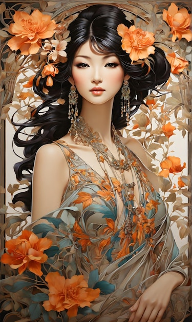 Foto beautiful women with art nouveau style