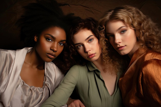 Beautiful women with different race equality concept fashion portrait