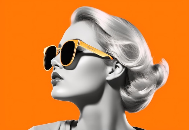 Beautiful women with orange color mock up design