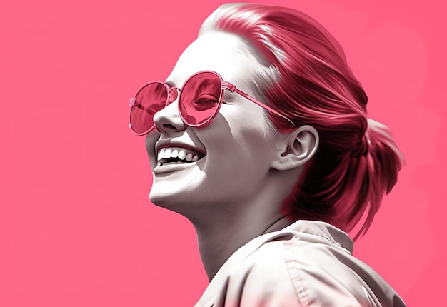 Beautiful women with pink color mock up design