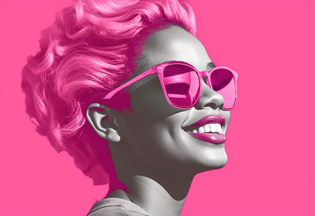 Beautiful women with pink color mock up design