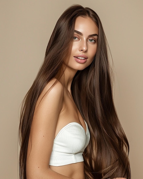 Photo a beautiful women with strong healthy long shiny hair