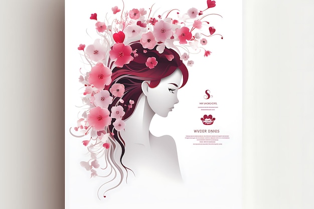 아름다운 여성의 날 꽃 장식 소원 인사 카드