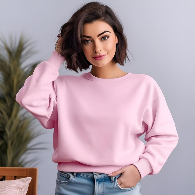 Beautiful Womens Gildan Sweatshirt Mockup Photorealistic for Fashion Designs