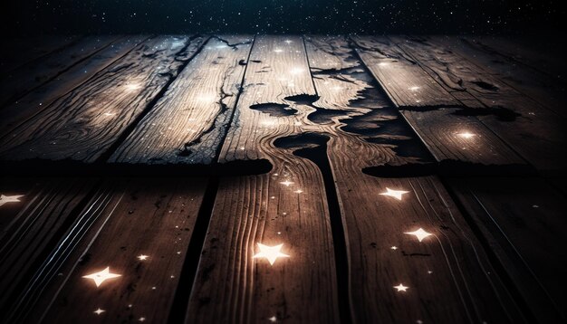 Photo beautiful wood plank starry skygenerative ai