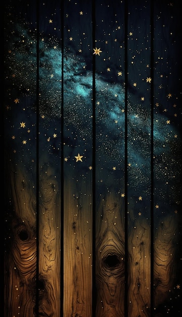 Photo beautiful wood plank starry skygenerative ai