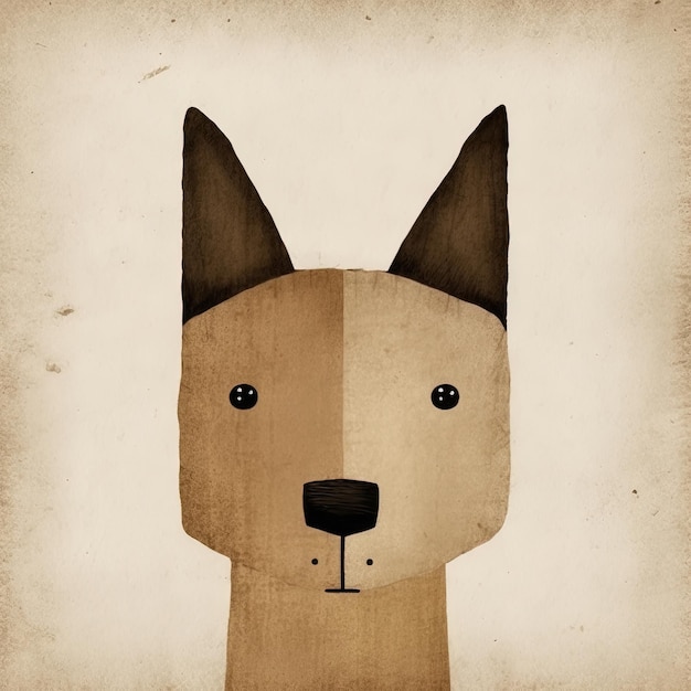 Beautiful wooden drawing of the head of an adorable puppy Generative AI