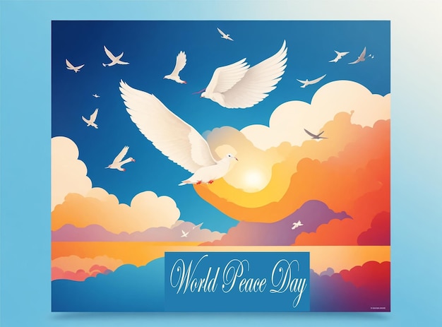 Beautiful world peace day event poster with smoke effect vector