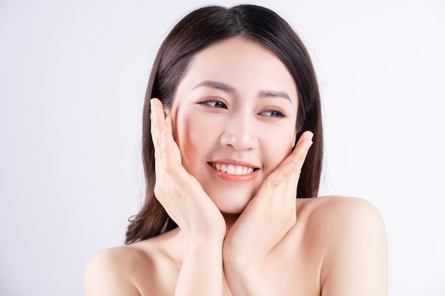 Beautiful xing woman with fresh skin smiling