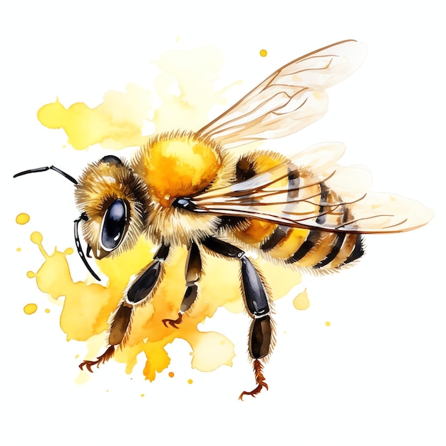 Photo beautiful yellow bee clipart illustration