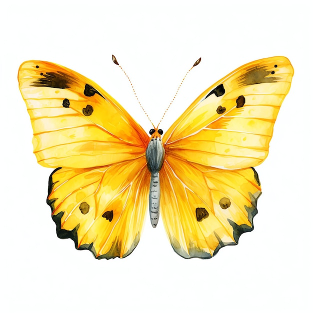 beautiful yellow butterfly clipart illustration