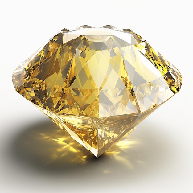 아름다운 노란색 다이아몬드 모양 이미지 흰색 배경 AI 생성