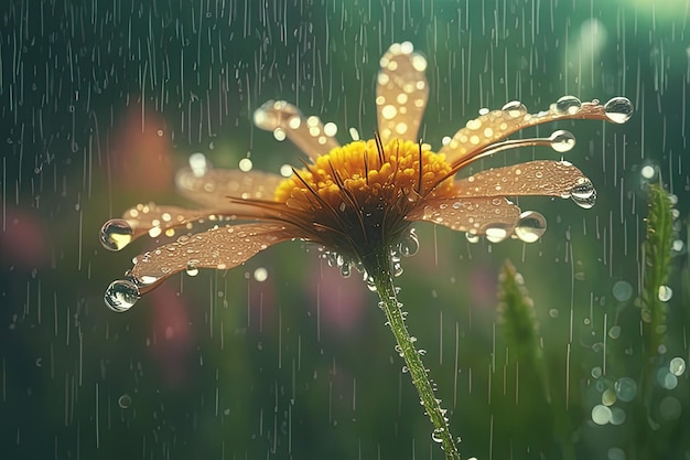 beautiful yellow flower in rain dropsbeautiful yellow flower in rain dropsyellow flower in the garde