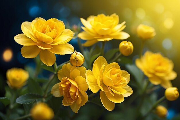 Красивые желтые цветы на фоне боке