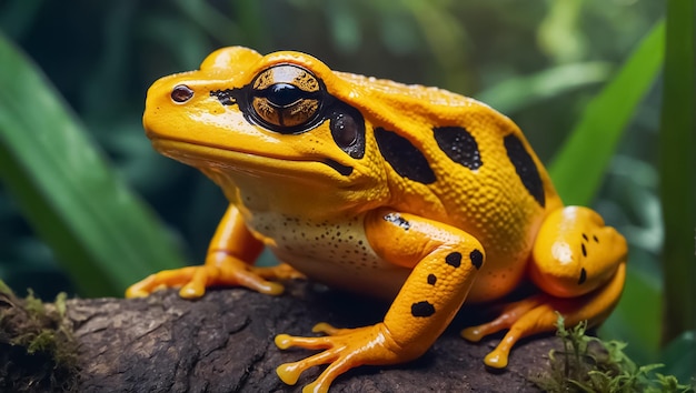 Beautiful yellow frog in nature