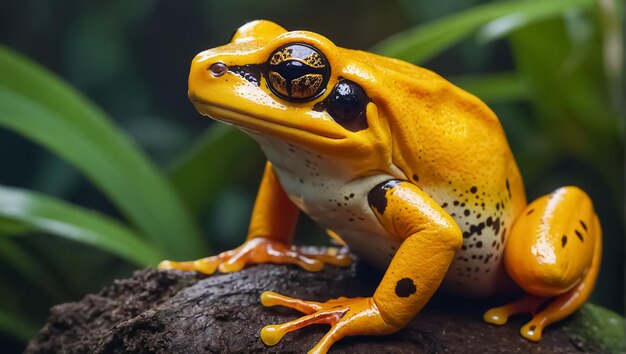 Photo beautiful yellow frog in nature