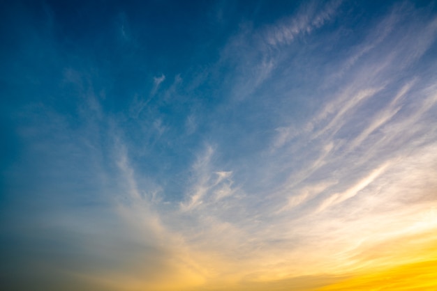 美しい黄金の空の夕べ熱帯諸国の夏