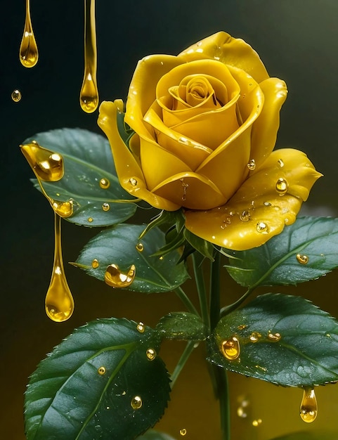 Beautiful Yellow golden rose flowers plant background with natural background generative al