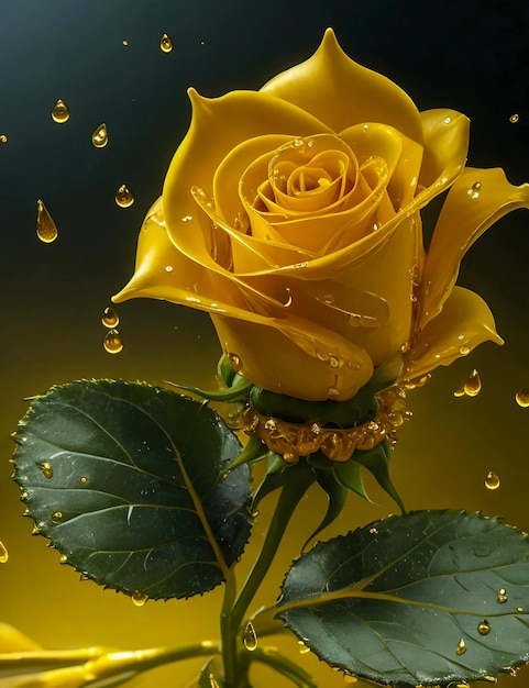 Beautiful Yellow golden rose flowers plant background with natural background generative al