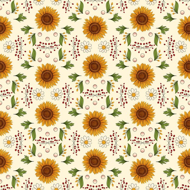 Photo a beautiful yellow sunflower cartoon motif with a soft yellow background sunflower pattern or frame